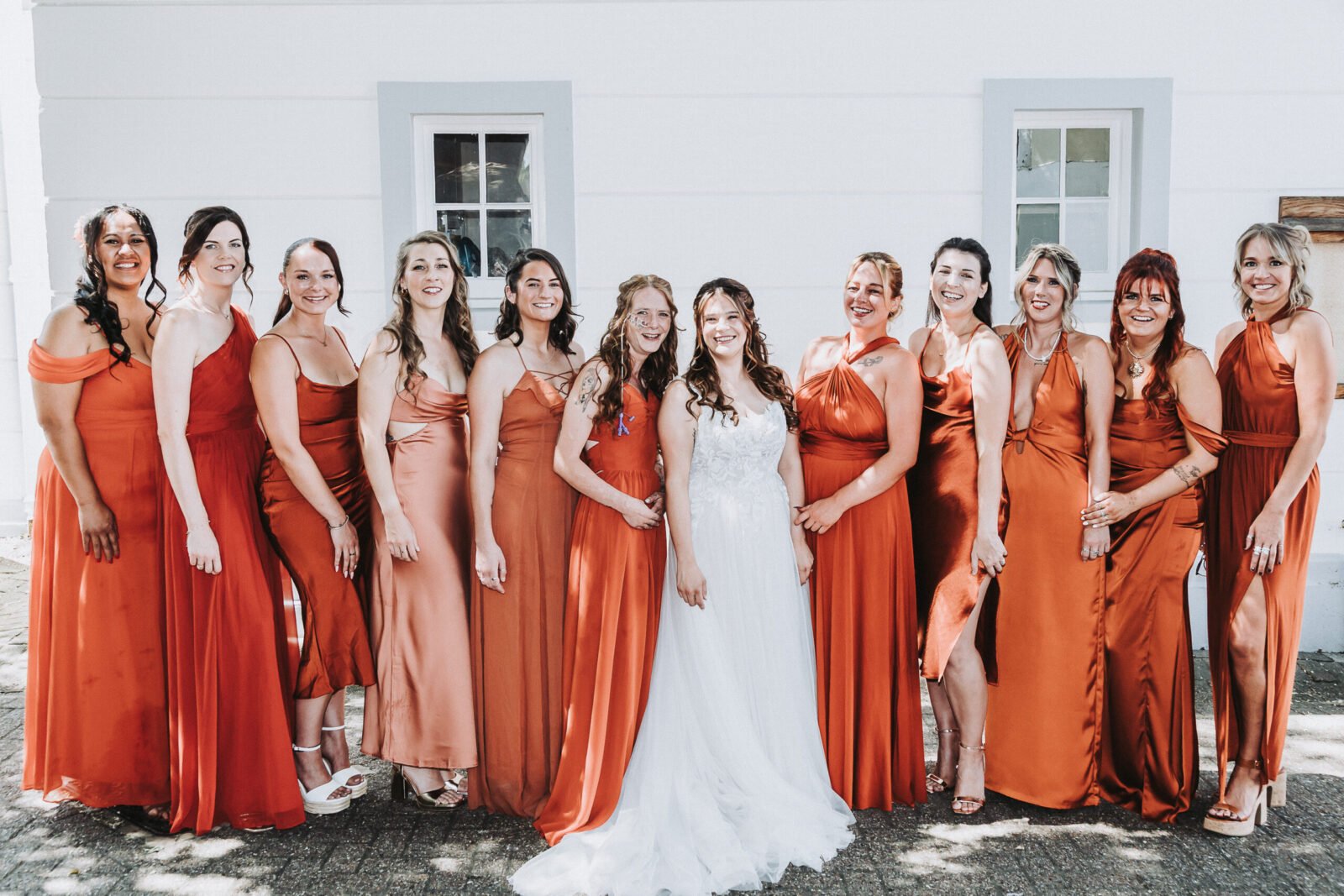 Bride with her maids group shot.